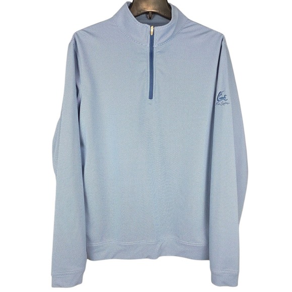 Peter Millar 1/4 Zip Pullover Mens Medium Blue Golf Sweatshirt Dot Print Casual - Picture 2 of 9